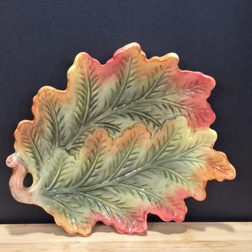 Spode Harvest Collection Hand Painted Leaf Trinket Dish or Candy Tray Holiday